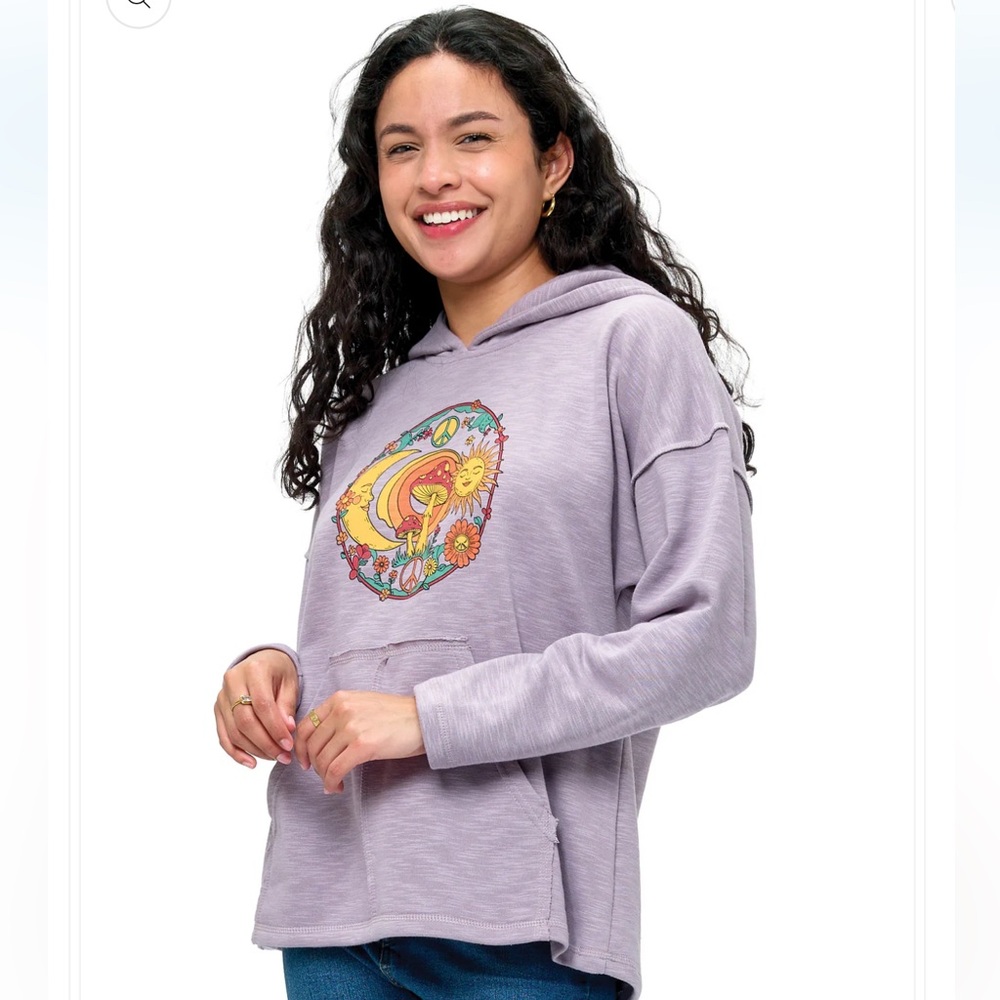 Yak & Yeti Hoodie Boho Whimsical Mushroom Sun Moon. 🌸🌸 Various Sizes. 25651